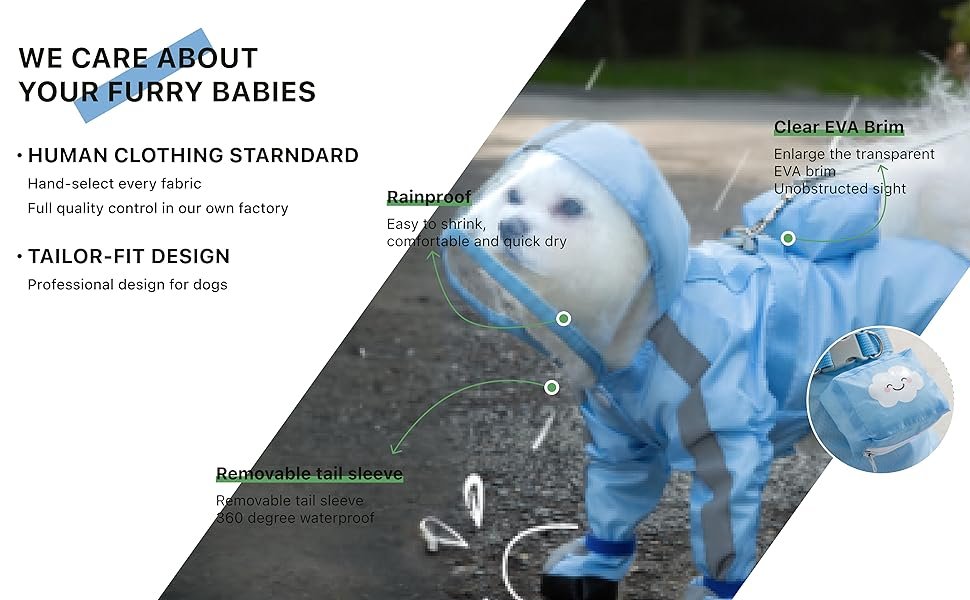 Gleepurr Full Coverage Small Dog Raincoat