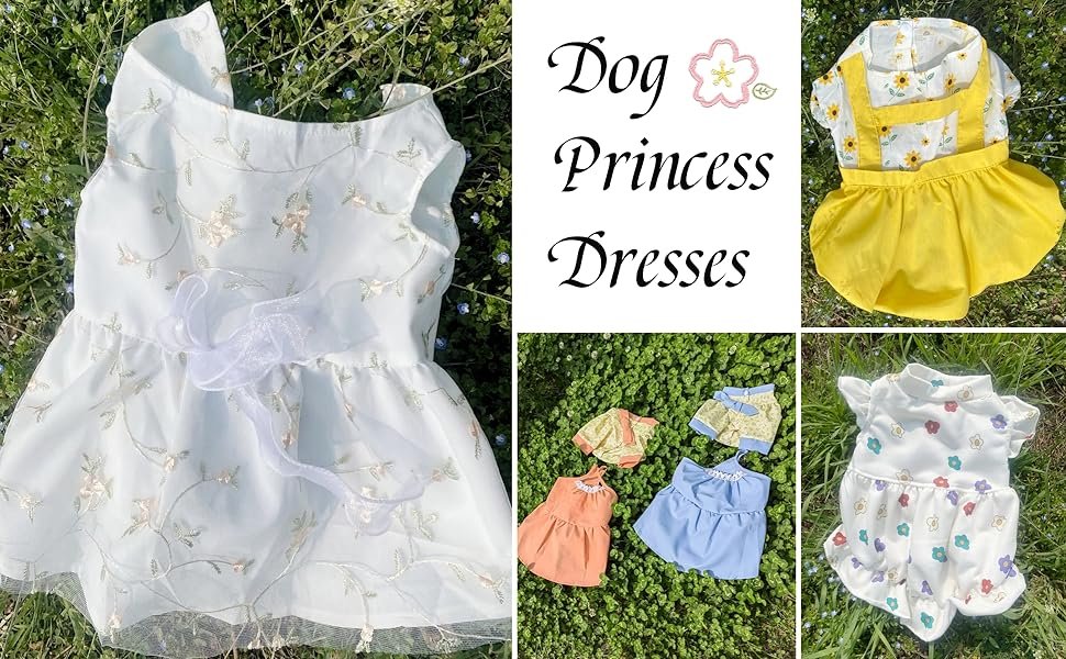 Dog Princess Dresses Puppy Dog Skirt Lace Shining Embroiderd Bowknot