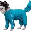 Dog Raincoat, 4 Legs Large Dog Rain Jacket with Reflective Stripe,Dog Hooded Waterproof Raincoats for Big Dogs,Large Breeds Dogs Rain Jackets with Legs,Tail- Male Dog (Yellow,12XL)