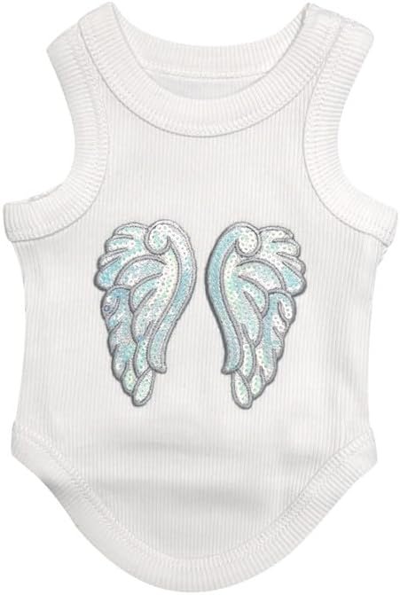 413wEoc9syL._AC Cute Dog Clothes, Ribbed Tank Top T Shirt for Small, Medium or Large Pets, Breathable & Soft Cotton Blend (White, M)