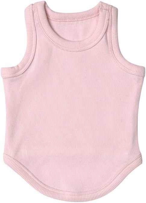 419XnBLBQbL._AC Cute Dog Clothes, Ribbed Tank Top T Shirt for Small, Medium or Large Pets, Breathable & Soft Cotton Blend (White, M)