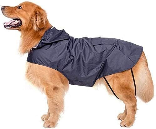 Dog Raincoat with Adjustable Belly Strap and Leash Hole - Hoodie with Reflective Strip - Waterproof Slicker Lightweight Breathable Rain Poncho Jacket for Medium Large Dogs - Easy to Wear, Yellow 5XL