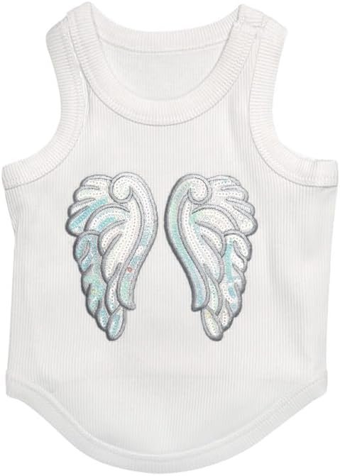 41EsV4ye1QL._AC Cute Dog Clothes, Ribbed Tank Top T Shirt for Small, Medium or Large Pets, Breathable & Soft Cotton Blend (White, M)
