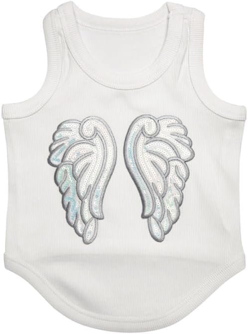 41M79JZ-AFL._AC Cute Dog Clothes, Ribbed Tank Top T Shirt for Small, Medium or Large Pets, Breathable & Soft Cotton Blend (White, M)