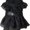 Pet Dog Cat Wednesday Dress Addams Costume Cosplay Cute Puppy Kitten Black Coat Clothes with Belt Halloween Party Dress up Pretend Play for Small Medium Dogs