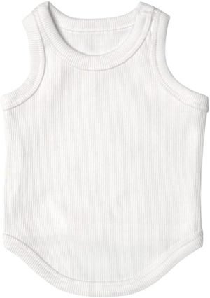 Cute Dog Clothes, Ribbed Tank Top T Shirt for Small, Medium or Large Pets, Breathable & Soft Cotton Blend (White, M)