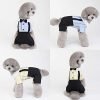 41kzCp1um5L._AC Yellow Dog Overalls Pet Couples Dress Pant Plaid Puppy T-Shirts Jumpsuit Clothes for Small Medium Dogs Cats for Party Birthday, M