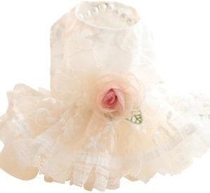 41qoBaZiPJL._AC Dog Wedding Dresses Retro for Small Dogs Skirt Lolita Puppy Clothes Rose Flowers Princess Costume Pet Girl Cat Cute Coat Outfits Summer Costumes (XS,Rose)