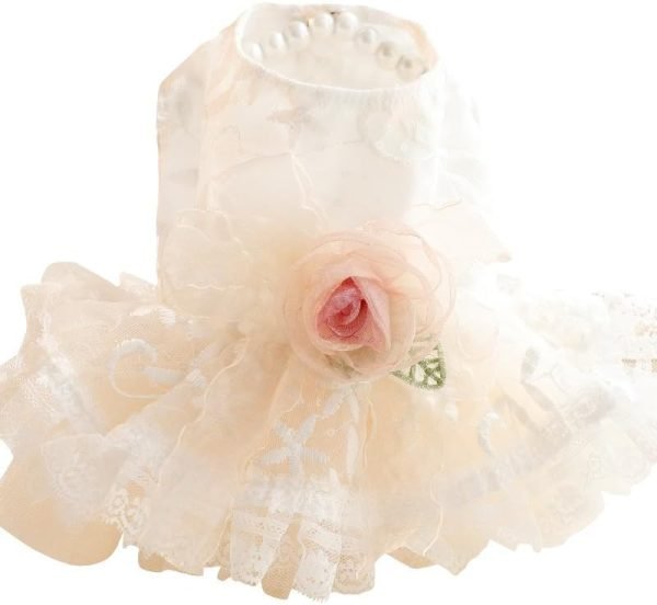 Dog Wedding Dresses Retro for Small Dogs Skirt Lolita Puppy Clothes Rose Flowers Princess Costume Pet Girl Cat Cute Coat Outfits Summer Costumes (XS,Rose)