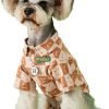 Dog Costume Cotton Clothes for Pets Plaid Shirt Smile Face Pet Boy Coat for Small Dogs Medium Large Cute T-Shirt Cat Girl Outfits Female Costumes Summer (M,Caramel Face)