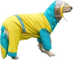 All Inclusive Big Dog Raincoat Belly Protection Rainsuit Four-Legs Tail Cover Golden Waterproof Coat,4XL