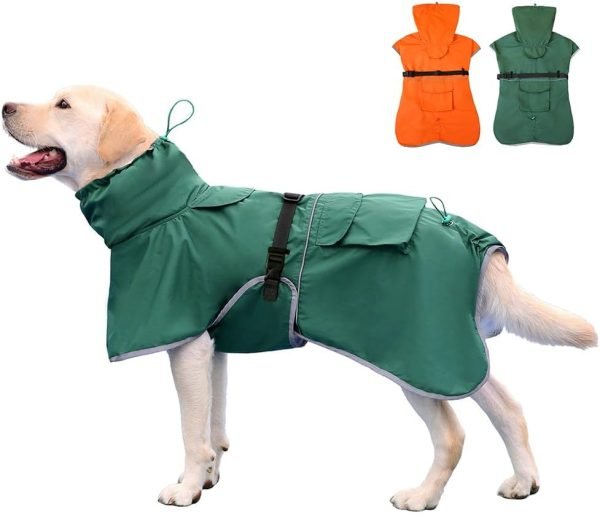 Pet Large Dog Raincoat Apparel Poncho Waterproof for Medium Large Sized for Dog Raincoat (Orange, 5XL)