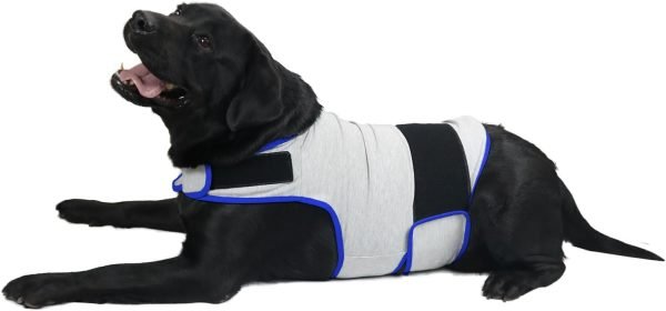 Dog Anxiety Vest, Comfort Dog Anxiety Relief Coat, Breathable Dog Calming Vest for Thunderstorm, Travel, Fireworks, Vet Visits (M,Light Grey)
