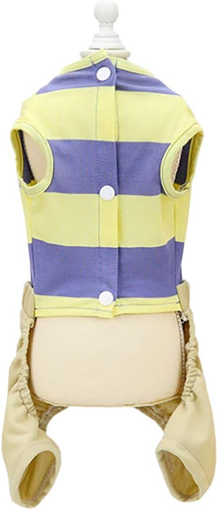 Dog Shirt Clothes T Shirts Stripe Shirts 4 Legs Casual Shirt Overalls Cool Summer Onesie Tank Top Vest Dog Shirts for Small Dog Puppy Cat (Yellow, L)