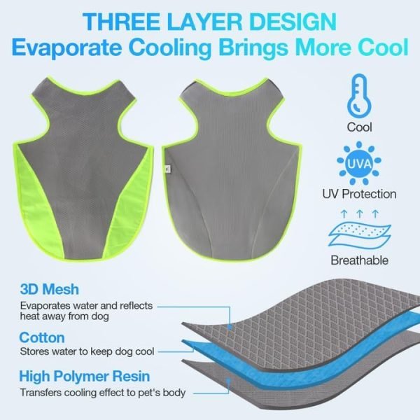 Dog Cooling Vest for Summer, Lightweight Jacket Dog Cooling Shirt, UV Protection Cooling Harness for Outdoor Activity with Breathable Mesh(Grey, X-Large)