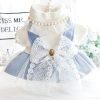 Dog Princess Dresses for Small Dogs Lolita Clothes Bow Costume Pet Girl Cute Coat Outfits Fall Blue Costumes (M,Blue)