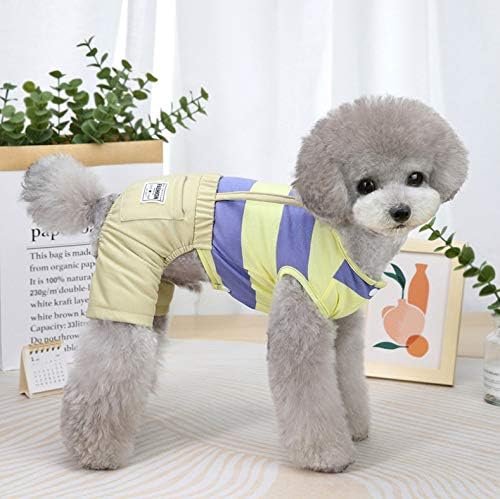 Dog Shirt Clothes T Shirts Stripe Shirts 4 Legs Casual Shirt Overalls Cool Summer Onesie Tank Top Vest Dog Shirts for Small Dog Puppy Cat (Yellow, L)