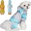 Waterproof Puppy Dog Raincoats with Hood for Small Medium Dogs,Poncho with Reflective Strap, Lightweight Jacket with Leash Hole(M, Blue)