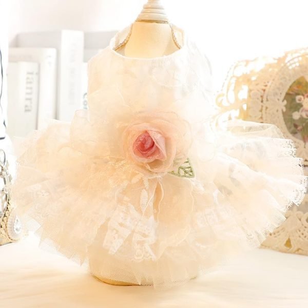 Dog Wedding Dresses Retro for Small Dogs Skirt Lolita Puppy Clothes Rose Flowers Princess Costume Pet Girl Cat Cute Coat Outfits Summer Costumes (XS,Rose)