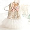 Dog Princess Dresses for Small Dogs Lolita Clothes Lace Tweed Costume Pet Girl Cute Coat Outfits Fall Costumes (M,White)