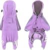 Dog Raincoat, Dog Rain Jacket for Puppy Dog with Hat, Small Dog Lightweight Raincoat, Waterproof Rain Jacket with Reflective Strip. (Purple, Medium)