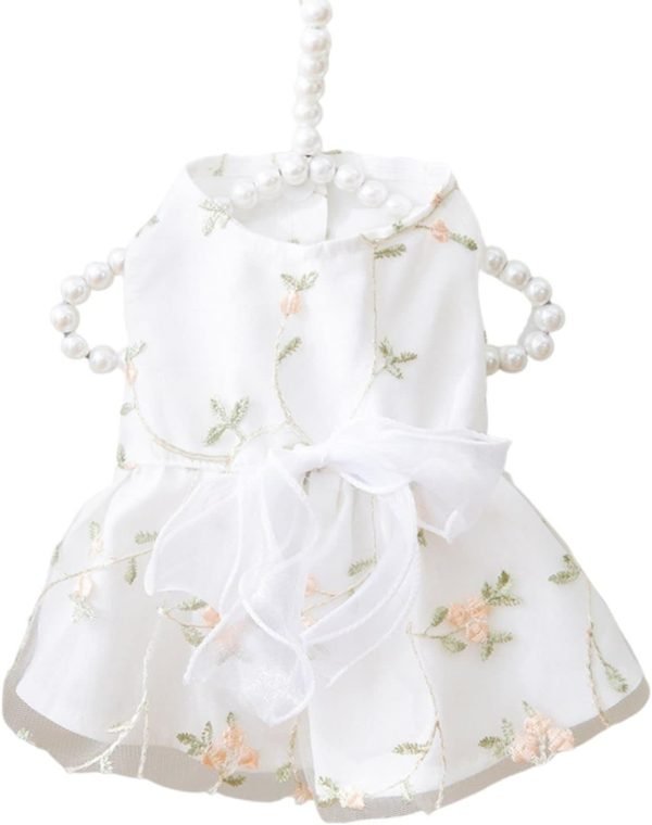 Dog Dress Dog Princess Dresses Outfit Puppy Dog Skirt Lace Shining Embroiderd Bowknot Pet Clothes Girl for Wedding Birthday Party Cat Apparel