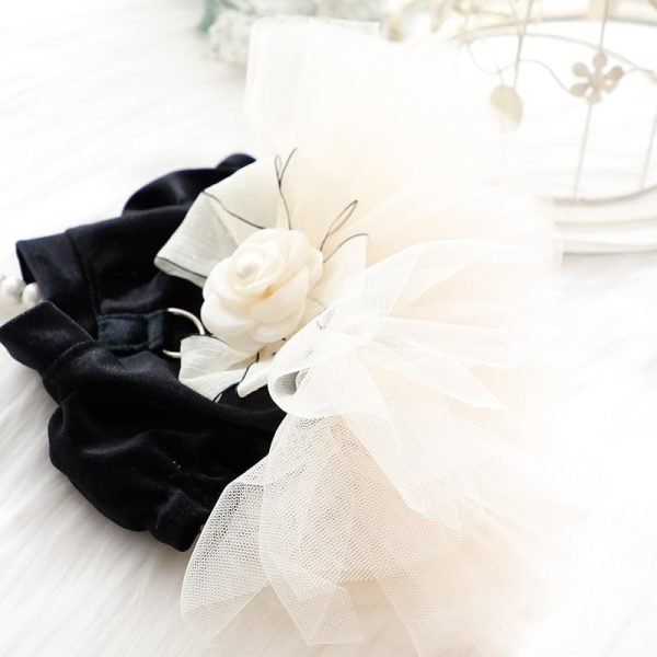 Dog Wedding Dresses for Small Dogs Skirt Lolita Puppy Clothes Princess Costume Pet Girl Cat Cute Bow Lace Coat Outfits Summer Costumes (M,Black-White)