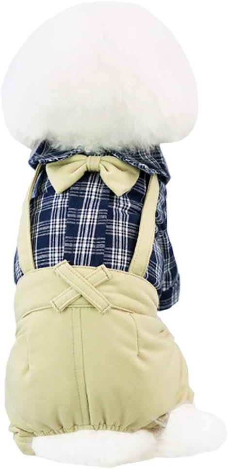 Dog T Shirt Dog Shirt Clothes Collar Plaid Shirt Bow Tie 4 Legs Casual Shirts Jumpsiut Cool Summer Autumn Tank Top Vest for Small Dog Puppy Cat (Blue-Black, S)