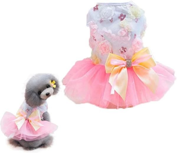 Small Dog Clothes for Girls Puppy Dresses Dog Clothe Tutu Dress for Girl Dog Puppy Clothes for Small Dog Outfits M