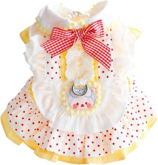 51OELM7IkpL._AC Dog Princess Dresses for Small Dogs Lolita Clothes Costume Pet Hoodies Girl Cute Coat Outfits Spring Costumes (S,Yellow)