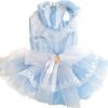 Dog Wedding Dresses for Small Dogs Skirt Lolita Clothes Cat Princess Costume Waltz Pet Girl Cute Star Coat Outfits Summer Costumes (S,Blue)