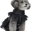 Pet Dog Cat Wednesday Dress Addams Costume Cosplay Cute Puppy Kitten Black Coat Clothes with Belt Halloween Party Dress up Pretend Play for Small Medium Dogs