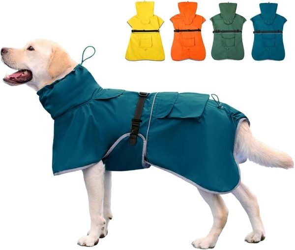 Pet Large Dog Raincoat Apparel Poncho Waterproof for Medium Large Sized for Dog Raincoat (Orange, 5XL)