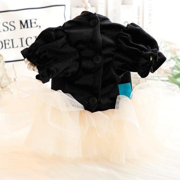 Dog Wedding Dresses for Small Dogs Skirt Lolita Puppy Clothes Princess Costume Pet Girl Cat Cute Bow Lace Coat Outfits Summer Costumes (M,Black-White)