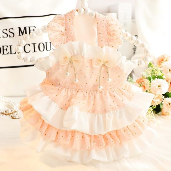 Dog Princess Dresses for Small Dogs Lolita Clothes Flower Puppy Costume Pet Suspenders Girl Cute Bow Lace Coat Cat Floral Outfits Summer Costumes (M,Blue)