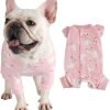 Dog Surgery Recovery Suit Pet Surgical Onesie Long Sleeve After Surgery Wear Pet E-Collar Alternative for Female Male Dog with LegPink Swan/Small