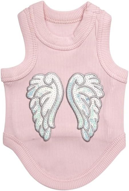 51XAh3kjTLL._AC Cute Dog Clothes, Ribbed Tank Top T Shirt for Small, Medium or Large Pets, Breathable & Soft Cotton Blend (White, M)