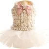 Dog Princess Dresses for Small Dogs Lolita Clothes Lace Tweed Costume Pet Girl Cute Coat Outfits Fall Costumes (M,White)