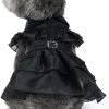 Pet Dog Cat Wednesday Dress Addams Costume Cosplay Cute Puppy Kitten Black Coat Clothes with Belt Halloween Party Dress up Pretend Play for Small Medium Dogs