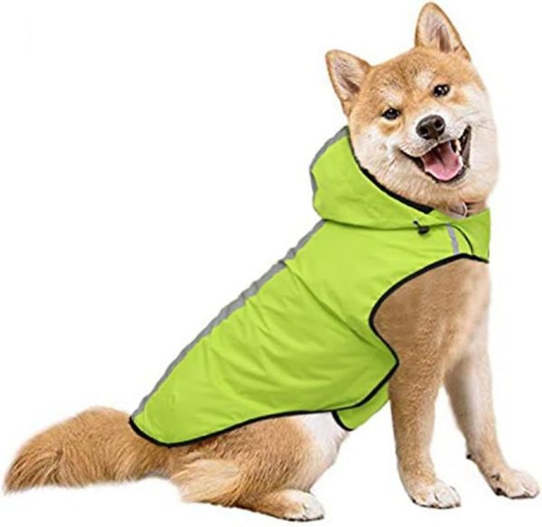 Pet Raincoat Pet Clothes Outdoor Waterproof Fabric Inner Breathable Mesh Safety Reflective Strip Puppy Clothes
