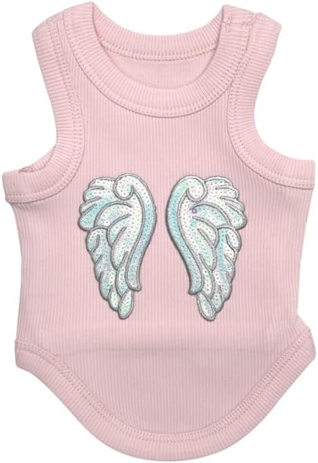 51c_1KFb2LL._AC Cute Dog Clothes, Ribbed Tank Top T Shirt for Small, Medium or Large Pets, Breathable & Soft Cotton Blend (White, M)