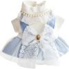Dog Princess Dresses for Small Dogs Lolita Clothes Bow Costume Pet Girl Cute Coat Outfits Fall Blue Costumes (M,Blue)