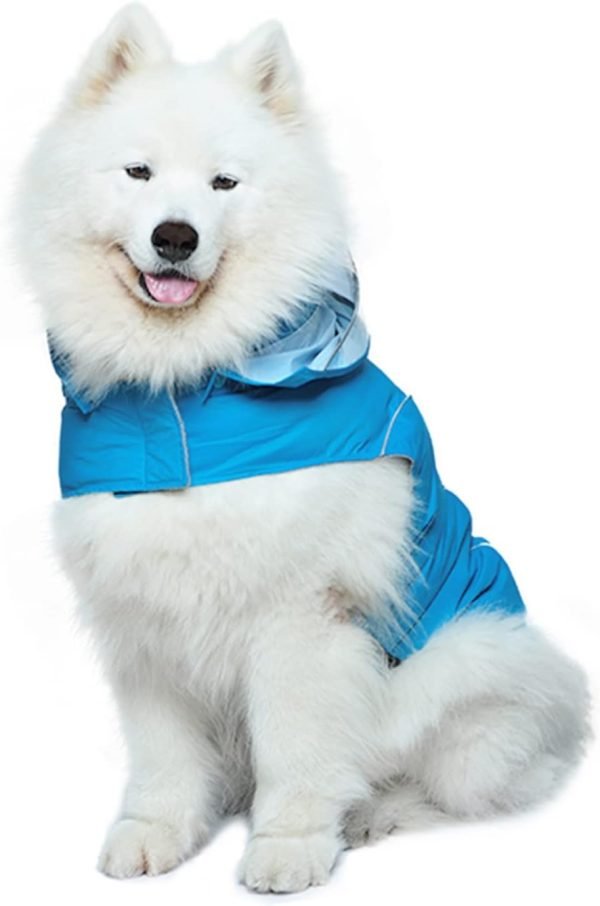 Dog Raincoat 2 Piece Sets, Adjustable Dog Rain Jacket and Vest, Double Layer, Storage Pocket for Giant,Large and Medium Dogs (Lake Blue, 12XL)