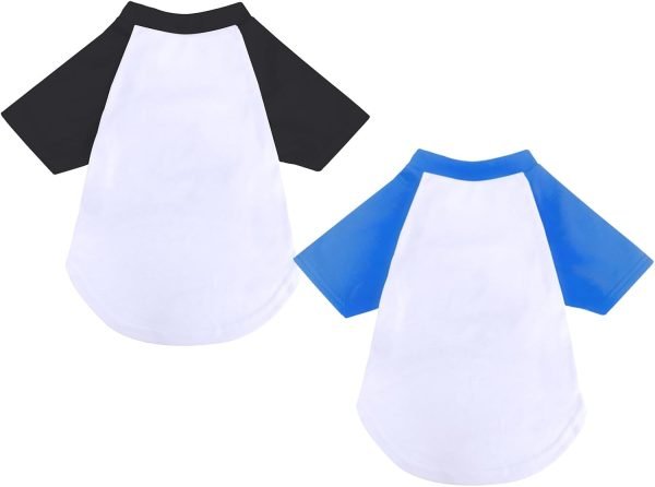 Dog Clothes for Small Dog, Breathable Stretchy Dog Raglan Shirt, Soft Comfortable Cat Puppy Kitten Pet Apparel Outfits (S（1-4lb）, Orang Blue & White Pink)