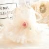Dog Wedding Dresses Retro for Small Dogs Skirt Lolita Puppy Clothes Rose Flowers Princess Costume Pet Girl Cat Cute Coat Outfits Summer Costumes (XS,Rose)