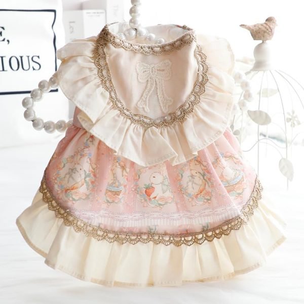 51kA-8lwJBL._AC Dog Princess Dresses for Small Dogs Cat Lolita Lace Bow Clothes Bunny Costume Pink Pet Girl Cute Coat Outfits Spring Costumes Summer (M,Pink Bunny)