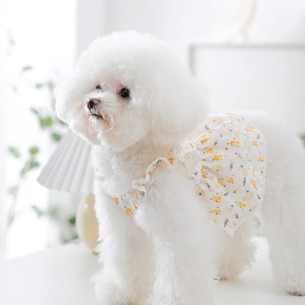 51lMNnla76L._AC_SL1000 Floral Dress Pet Dog Clothes Cat Fresh Hollow Clothing Dogs Small Chihuahua Sweet Summer White Breathable Girl Boy Chihuahua
