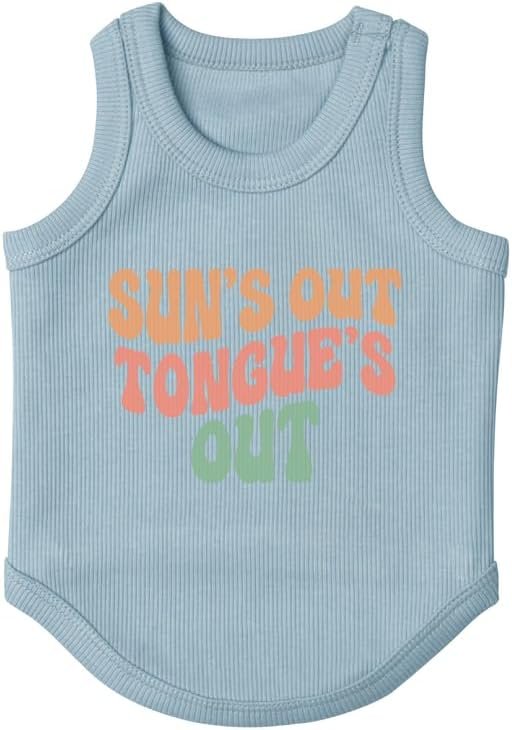 51r0fm4hxVL._AC Cute Dog Clothes, Ribbed Tank Top T Shirt for Small, Medium or Large Pets, Breathable & Soft Cotton Blend (White, M)