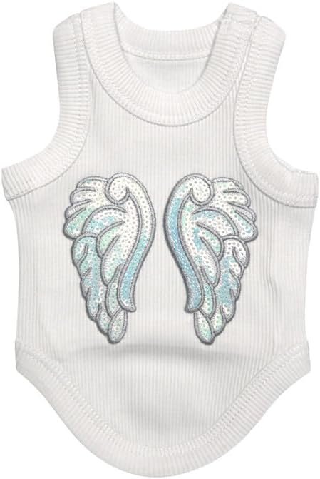 51rU3069STL._AC Cute Dog Clothes, Ribbed Tank Top T Shirt for Small, Medium or Large Pets, Breathable & Soft Cotton Blend (White, M)