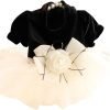 Dog Wedding Dresses for Small Dogs Skirt Lolita Puppy Clothes Princess Costume Pet Girl Cat Cute Bow Lace Coat Outfits Summer Costumes (M,Black-White)